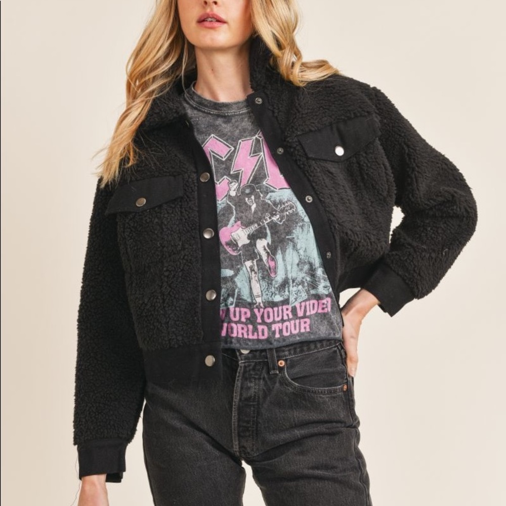 Whatever You Want Denim Sherpa jacket